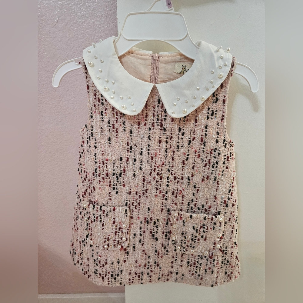 Pearl Collar Tweed Dress